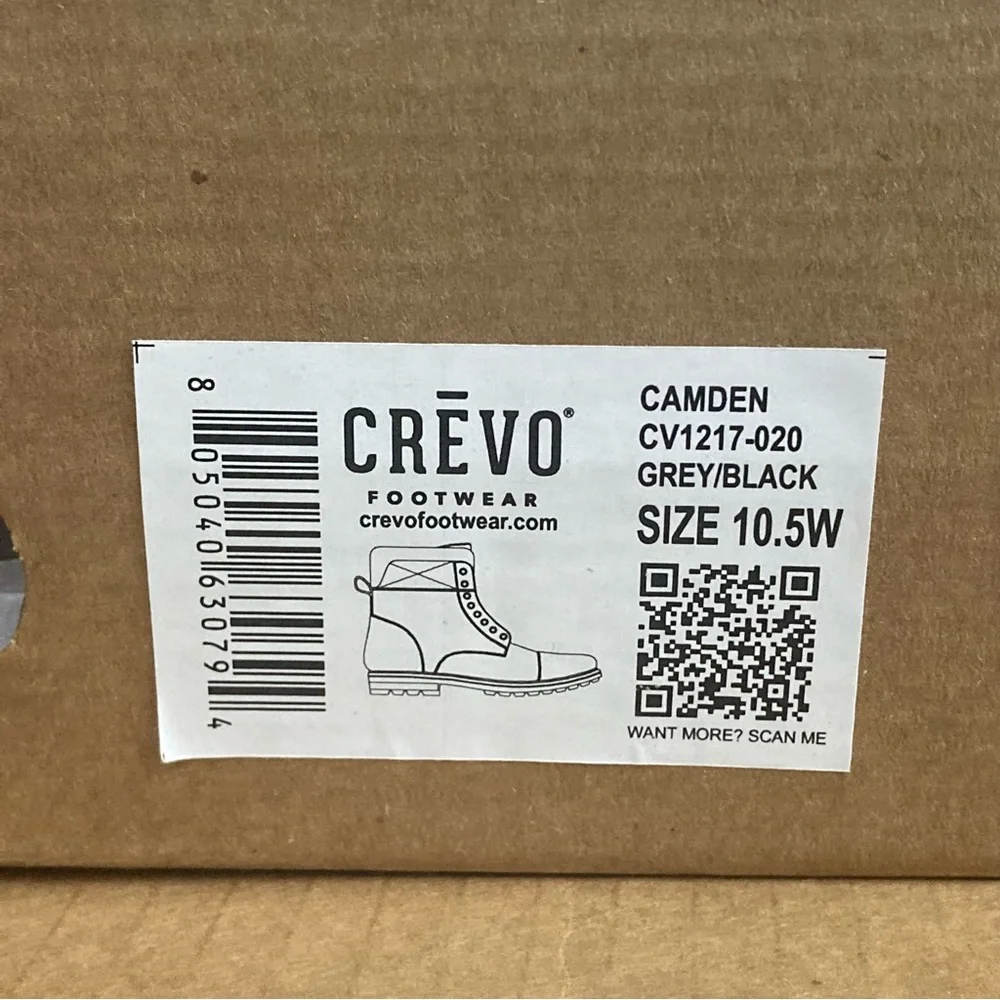 NWT Crevo Men's Camden Leather Boots in Grey/Black Multiple Sizes - Picture 4 of 4
